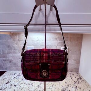 Coach Plaid Shoulder Bag - Red and Black